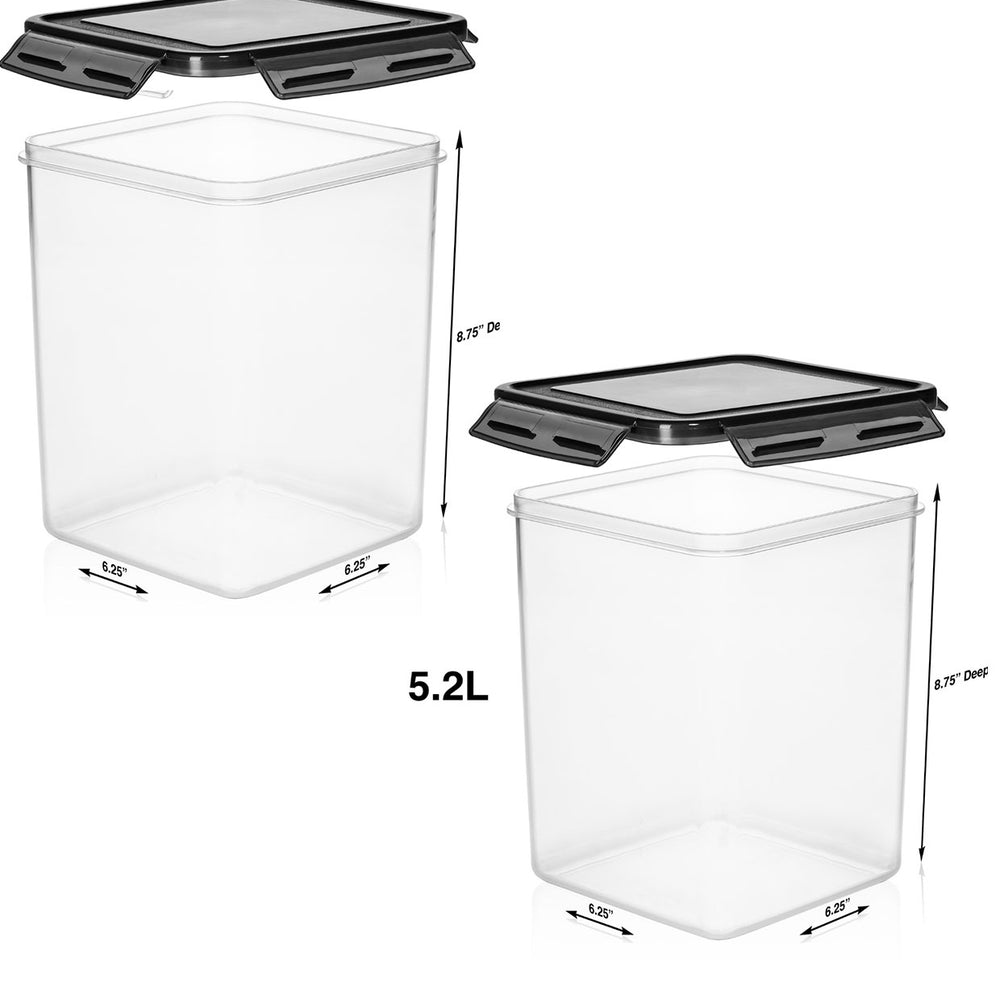 
                  
                    5.2L Extra Large Plastic Food Storage Container set of 4 - Grey Lids
                  
                